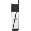 16 Oz. Black Melrose Tumbler Cup W/Straw